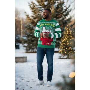 Peanuts Snoopy Ugly Christmas Sweater Just Chillin Holiday Size M